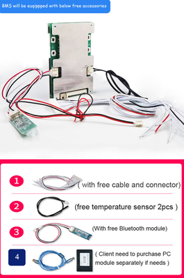 11S - 15S 36V - 60V Inteligentny BMS 20A - 60A Prąd stały z komunikacją Bluetooth UART