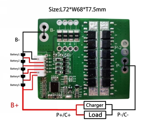 18,5 V 30A 5S LTO Bateria BMS o grubości 1,6 mm dla akumulatora litowo-jonowego
