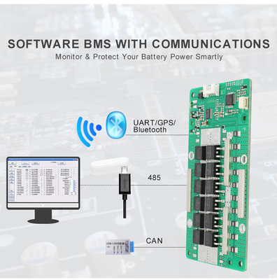 Komunikacja UART Active Balance BMS 12V 60A 4S 120×65×10mm rozmiar