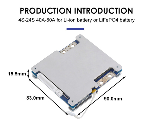 LiFepo4 BMS PCM Płytka zabezpieczająca baterię Smart 19s 60V 40A z balansem