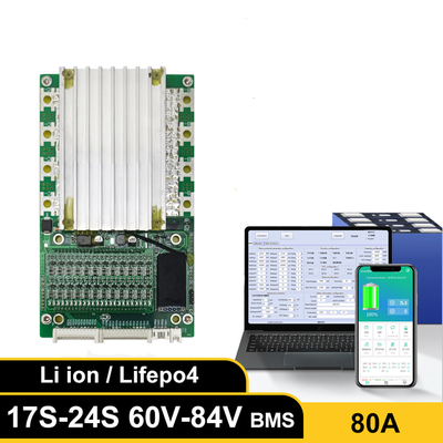 Inteligentna płytka zabezpieczająca baterię, BMS z balanserem 17S-24S 80A Z BT UART 60V 72V