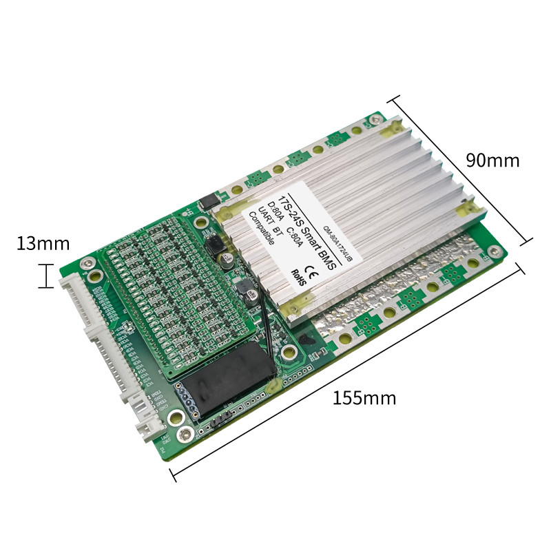 Inteligentna płytka zabezpieczająca baterię, BMS z balanserem 17S-24S 80A Z BT UART 60V 72V